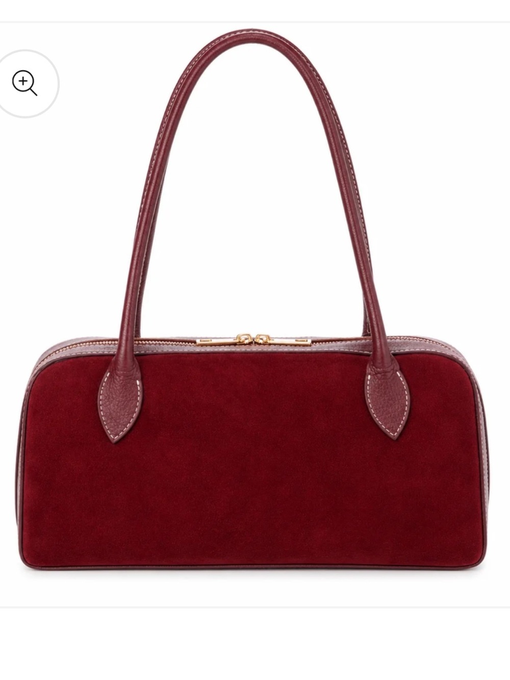 Persaman New York Burgundy Suede/Leather East-West Shoulder Bag Made in Italy